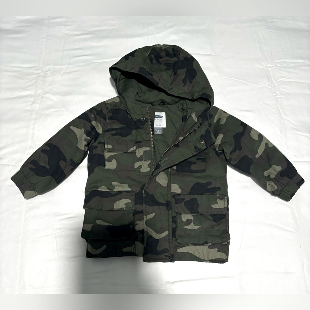 Old Navy Army Jacket with Hoodie - 12-18 Months, Thick and Warm
